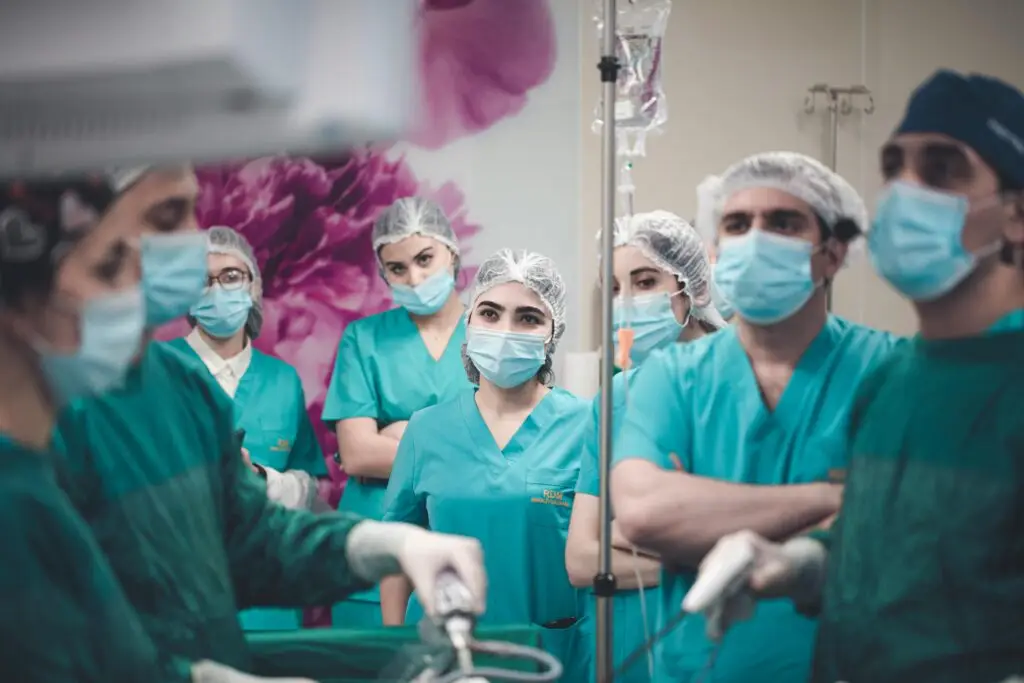 surgical team in laparoscopic surgery (bariatric surgery)